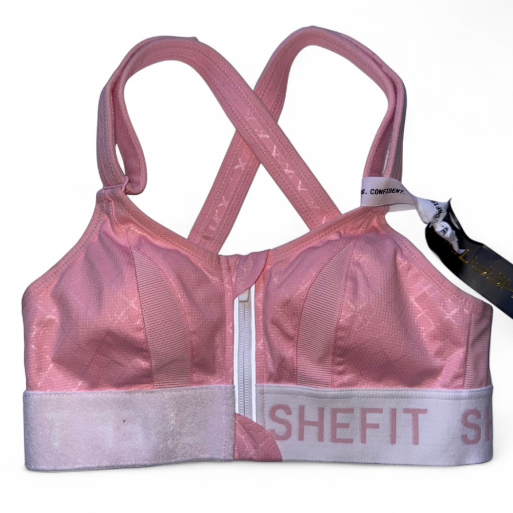 Nwt Shefit Ultimate Sports Bra Xs Pink Zip Front Adjustable High Impact Athletic